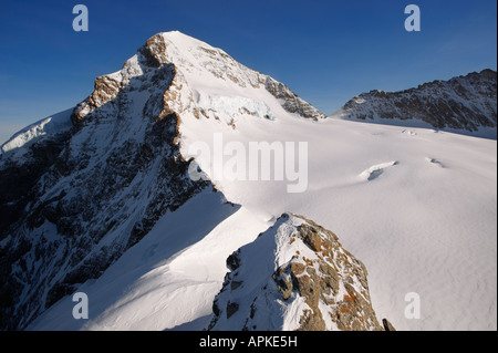 Picco Monch dalla Jungrfrau Top d'Europa osservatorio, alpi svizzere, Svizzera. Foto Stock