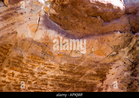 Capitol Reef National Park nello Utah UT Fremont cultura incisioni rupestri e pittogrammi. Foto Stock