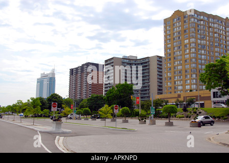 Downtown Windsor Ontario Canada confine del Fiume Detroit e Detroit Michigan Foto Stock
