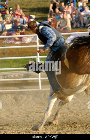 I cowboys partecipare al Rodeo equitazione evento Foto Stock