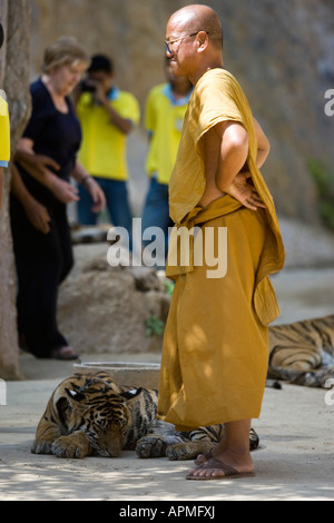 Tiger tempio vicino a Kanchanaburi Thailandia Foto Stock