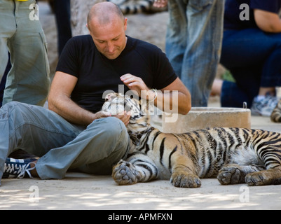 Tiger tempio vicino a Kanchanaburi Thailandia Foto Stock