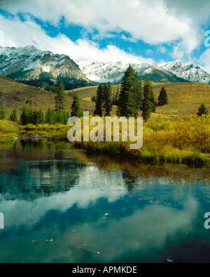 Beaver pond alla base delle montagne di Boulder in Sawtooth National Recreation Area di Idaho Foto Stock