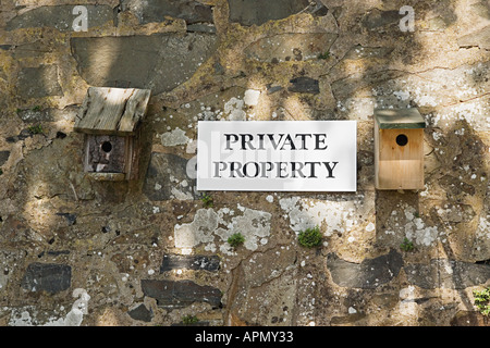 La proprietà privata segno da birdhouses Foto Stock