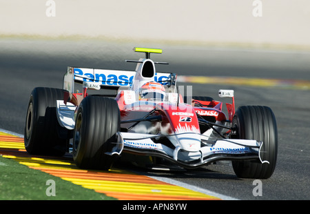 Timo GLOCK GER Toyota TF108 Formula 1 racecar sul Circuito Ricardo Tormo, Gen. 2008 Foto Stock