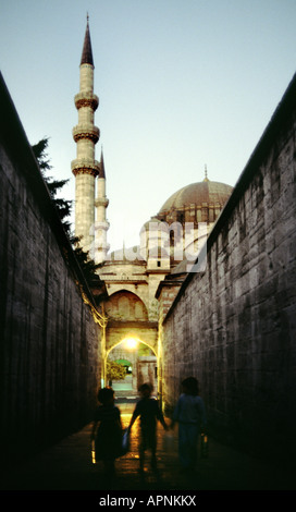 Vista della Moschea di Solimano verso il basso su un lato della strada di Istanbul Foto Stock