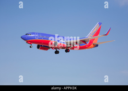 Un Boeing B737 di Southwest Airlines sull approccio finale Foto Stock