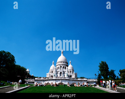 EU FR Francia regione Ile de France Paris 18 Arrondissement Montmartre la Basilica del Sacro Cuore Sacro Cuore Medio Formato Foto Stock