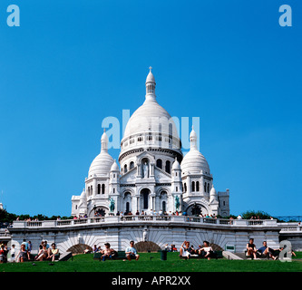 EU FR Francia regione Ile de France Paris 18 Arrondissement Montmartre la Basilica del Sacro Cuore Sacro Cuore Medio Formato Foto Stock