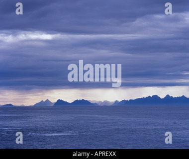 Isole Lofoten visto dal Tranoy, Hamaroy, Norvegia. Foto Stock