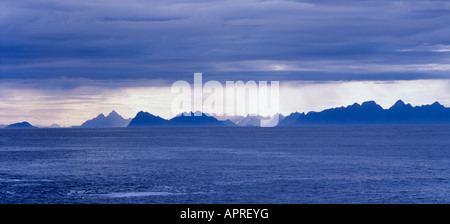 Isole Lofoten visto dal Tranoy, Hamaroy, Norvegia. Foto Stock