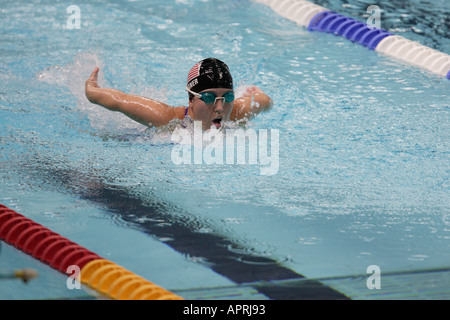 Il Paralympic World Cup 2005 Manchester Aquatics Centre Angelo Langner USA 50m butterfly S6 Foto Stock