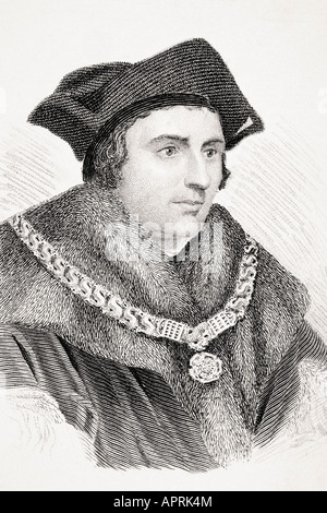 Sir Thomas More, aka Saint Thomas More,1478 - 1535. Avvocato inglese, filosofo sociale, autore, statista, e noto umanista rinascimentale. Foto Stock