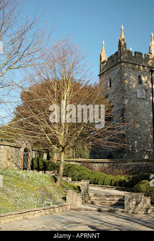 Chiesa parrocchiale di St Andrew, West Dean, West Sussex, in Inghilterra Foto Stock