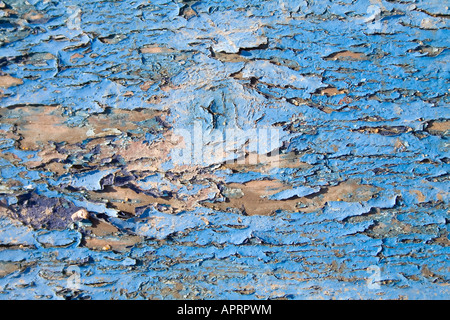 Vernice pelata su pannelli di legno da lo scafo di una barca Foto Stock