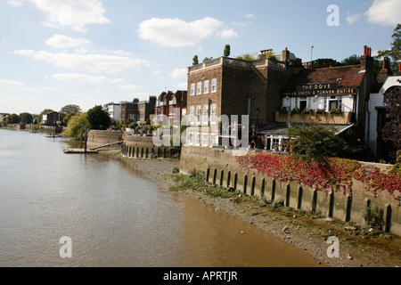 La Colomba pub sul Fiume Tamigi a Hammersmith, Londra Foto Stock