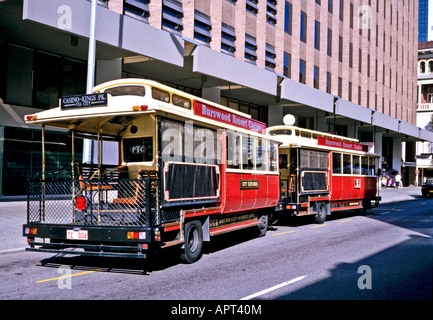 Tram di replica basati su quelli utilizzati nel inizio del XX secolo in Perth Western Australia Foto Stock