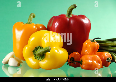 Peperoni e peperoni Habanero still life Foto Stock