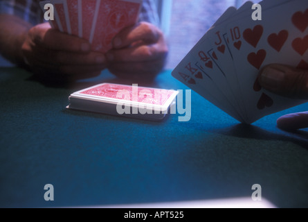 Royal Flush: 10, jack, regina, re, asso di cuori Foto Stock