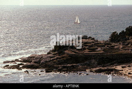 Il pre insediamento romano di Punta do Castro nei pressi del villaggio di Barona, La Coruna provincia galizia a nord ovest della Spagna Foto Stock