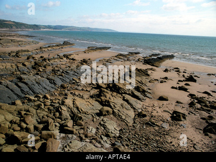 La spiaggia di Wiseman's Bridge vicino a Saundersfoot Pembrokeshire Foto Stock