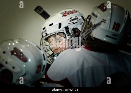 Ice hockey tournament Action Stick argento internazionale playoff di Hockey a Port Huron Michigan Foto Stock