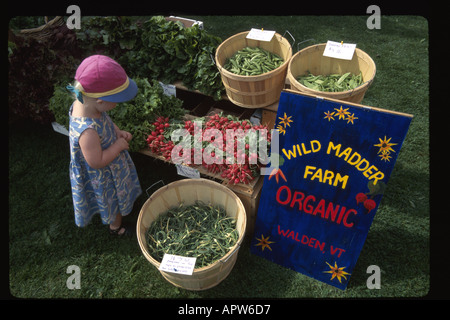 Vermont,New England,The Green Mountain state,Montpelier,mercato agricolo,contadino,contadini',produrre,frutta,verdura,verdura,cibo,prodotti,vendor vendo Foto Stock