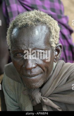 Il vecchio uomo Toposa, ritratto, Sudan Foto Stock