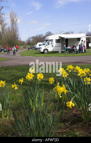 Camping e Caravanning Club sito), Clitheroe, Ribble Valley, Lancashire, Inghilterra Foto Stock