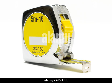 Steel Tape measure, steel tools for DIY, close up Foto Stock
