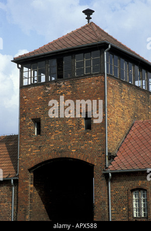 Hell's Gate nome dato all ingresso del famigerato Auschwitz Birkenau campo di concentramento ora un museo di stato Oswiecim Foto Stock