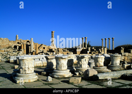L'anfiteatro di Leptis Magna Foto Stock
