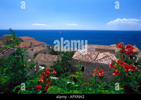 Vista oceano di Monemvasia, Peloponneso, Grecia Foto Stock