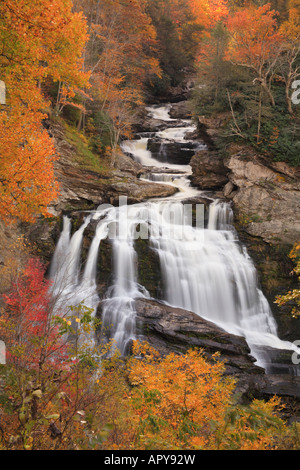 Cullasaja Falls, Cullasaja River Gorge, altopiani, North Carolina, STATI UNITI D'AMERICA Foto Stock