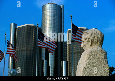 Skyline, Detroit, Michigan STATI UNITI Foto Stock