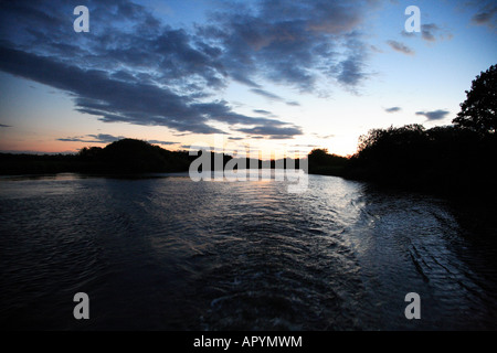 Tramonto su Norfolk Broads, Est Angia, England, Regno Unito Foto Stock