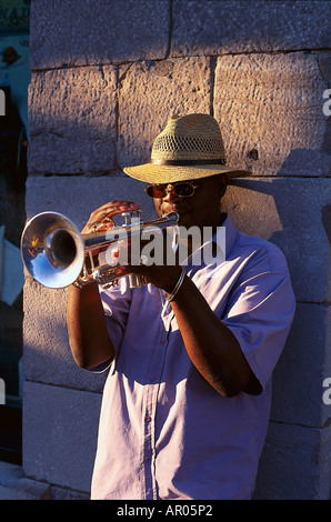 Trumpeter, posto Jaques Cartier, Montreal, Quebec, Canada, America del Nord, America Foto Stock