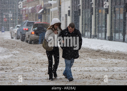 Tempesta di neve - Yonge Street - Downtown Toronto - Ontario - Canada Foto Stock