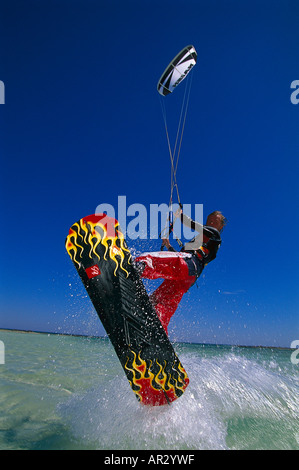 Kitesurfer, Jump, Gerba Tunisia Foto Stock