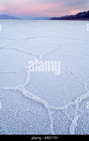 Saline nel bacino Badwater, Parco Nazionale della Valle della Morte, California USA Foto Stock