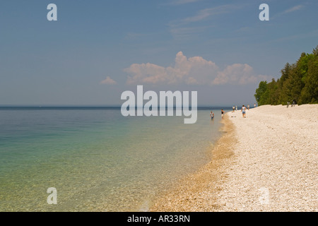 Un Lago Huron spiaggia di Isola di Mackinac nel Michigan Foto Stock