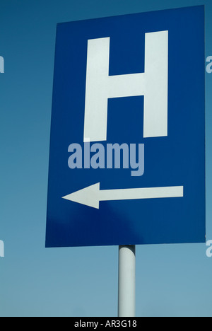 Ospedale segno, vicino. Foto Stock
