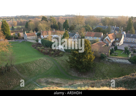 Vista della città dalla Collina del Castello a Thetford, Norfolk, Regno Unito Foto Stock