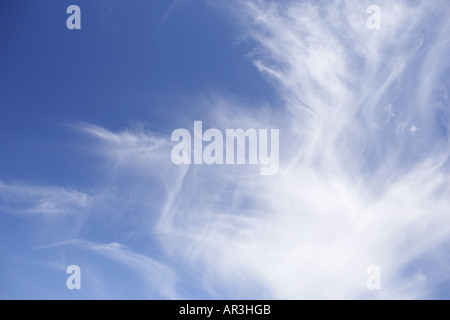 Bianchi e soffici nuvole nel cielo blu Foto Stock