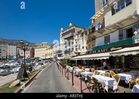 Cafe in Vieux Port, Terra Vecchia, Bastia, Corsica, Francia Foto Stock