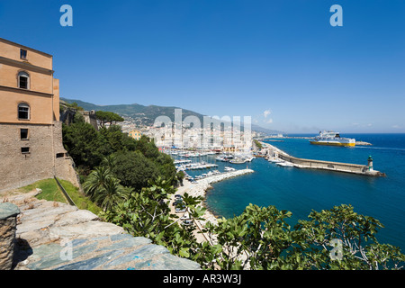 Vista sul Vieux Port dalla Citadelle, Terra Nova, Bastia, Corsica, Francia Foto Stock