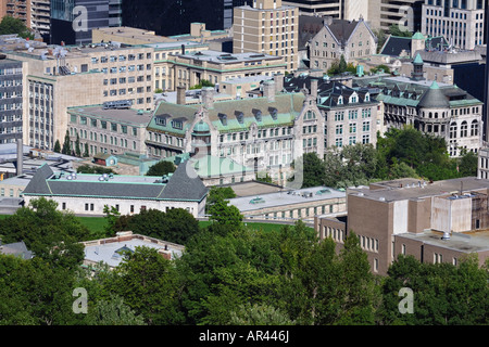 Presso la McGill University come visto da un punto di osservazione in Parc du Mont Royal a Montreal Québec Canada Foto Stock