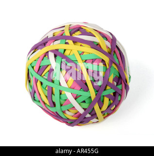 Isolato rubberband sfera su sfondo bianco Foto Stock