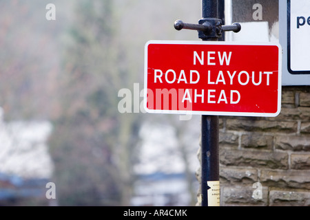 Un tracciato stradale segno di traffico in Calderdale Regno Unito 11 Dicembre 2007 Foto Stock