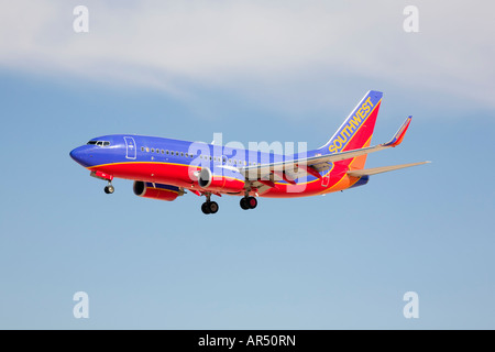 Un Boeing B737 di Southwest Airlines sull approccio finale Foto Stock